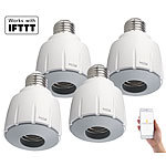 Luminea Home Control 4er-Set WLAN-E27-Lampenfassung, für Amazon Alexa & Google Assistant Luminea Home Control Lampensockel-Adapter, kompatibel zu Amazon Alexa & Google Assistant