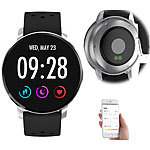 newgen medicals Fitness-Uhr mit Herzfrequenz-Messung, Bluetooth, Edelstahl, IP67 newgen medicals Fitness-Armbänder mit Herzfrequenz-Messung und Nachrichtenanzeige
