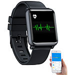 newgen medicals Fitness-Uhr mit Blutdruckanzeige, EKG, Bluetooth, Touchdisplay, IP68 newgen medicals