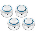 Luminea Home Control 4er-Set WLAN-Temperatur- & Luftfeuchtigkeitssensor, Datenspeicher, App Luminea Home Control WLAN-Temperatur- & Luftfeuchtigkeits-Sensoren mit App-Auswertungen