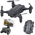 Simulus Faltbarer FPV-Mini-Quadrocopter, Full HD, WLAN, App, 5-MP-Sensor, 50 m Simulus Faltbarer WiFi-Quadrocopter mit HD-Kameras