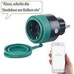 Luminea Home Control Outdoor-WLAN-Mini-Steckdose, für Alexa, Siri & Google Assistant, 16 A Luminea Home Control Outdoor-WLAN-Steckdosen