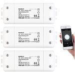 Luminea Home Control 3er-Set WLAN-Schalter mit Dimmer, für Siri, Alexa & Google Assistant Luminea Home Control WLAN-Schalter mit Dimmer-Funktion, App- und Sprach-Steuerung