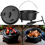 Rosenstein & Söhne Dutch Oven aus Gusseisen mit Standfüßen, 2in1-Deckel & -Pfanne, 3 l Rosenstein & Söhne Dutch Ovens