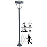 Lunartec Solar-LED-Wegeleuchte mit Bewegungssensor, Aluminum, 0,5-W-Solarpanel Lunartec Solar-Wegeleuchten im Straßenlaternen-Design mit Dämmerungs- und PIR-Sensor