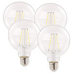 Luminea 4er-Set LED-Filament-Birnen, E27, A++, 6 W, 806 lm, tageslichtweiß Luminea LED-Filament-Globen E27 (tageslichtweiß)