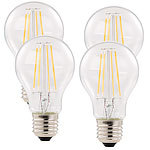 Luminea 4er-Set LED-Filament-Lampen, E27, A++, 6 W, 806 Lumen, 360°, warmweiß Luminea LED-Filament-Tropfen E27 (warmweiß)