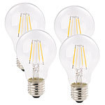 Luminea LED-Filament-Birne, A+, E27, 4 W, 470 Lm, 360°, warmweiß, 4er-Set Luminea LED-Filament-Tropfen E27 (warmweiß)