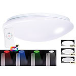 Luminea Dimmbare RGBW-LED-Wand- & Deckenleuchte, Fernbedienung, 1.100 lm, 15 W Luminea RGBW-LED-Deckenleuchten