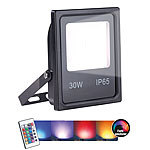 Luminea Wetterfester Fluter, RGB-SMD-LEDs, Fernbedienung, 30 W, 2.400 lm, IP65 Luminea Wetterfeste LED-Fluter (RGB)