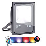 Luminea Wetterfester Fluter, RGB-SMD-LEDs, Fernbedienung, 50 W, 4.000 lm, IP65 Luminea Wetterfeste LED-Fluter (RGB)