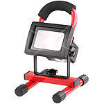 Luminea Wetterfester LED-Akku-Baustrahler mit Stand-Sockel, 10 W, 340 lm, IP65 Luminea LED-Akku-Baustrahler (tageslichtweiß)