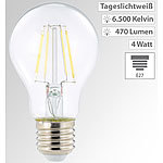 Luminea LED-Filament-Birne, A60, E27, 470 lm, 4 W, 360°, 6.500 K Luminea LED-Filament-Tropfen E27 (tageslichtweiß)