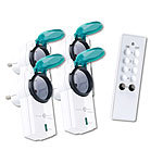 CASAcontrol 4er-Set Außen-Funksteckdosen mit Fernbedienung, 30 m, IP44, App CASAcontrol Outdoor-Funk-Steckdosen