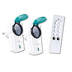 CASAcontrol 2er-Set Außen-Funksteckdosen mit Fernbedienung, 30 m, IP44, App CASAcontrol Outdoor-Funk-Steckdosen