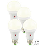 Luminea 4er-Set LED-Lampen mit Dämmerungssensor, E27, 12W, 1.000 lm, warmweiß Luminea LED-Lampen mit Dämmerungssensoren