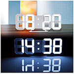 Lunartec Große Digital-LED-Tisch- & Wanduhr, 7 Segmente, dimmbar, Wecker, 21 cm Lunartec 3D-Wand- und Tischuhren mit 7-Segment-LED-Anzeigen