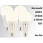 Luminea High-Power-LED-Lampe E27, 24 Watt, 2.250 Lumen, 3000 K, 4er-Set Luminea LED-Tropfen E27 (neutralweiß)