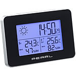 PEARL Wetterstation mit Thermometer und Hygrometer, 1 Jahr Batterie-Laufzeit PEARL Wetterstationen mit Funkuhren und Wecker