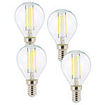 LED-Filament-Tropfen G45, E14, 470 lm, 4 W, 360°, 6.500 K, 4er-Set LED-Filament-Tropfen E14 (tageslichtweiß)