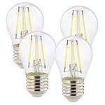 Luminea LED-Filament-Tropfen E27, G45-Form, 470 Lumen, 4 Watt, 360°, 4er-Set Luminea LED-Filament-Tropfen E27 (tageslichtweiß)