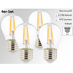 Luminea 4er-Set LED-Filament-Tropfen G45, E27, 470 Lumen, 4 W, 360°, warmweiß Luminea LED-Filament-Tropfen E27 (warmweiß)