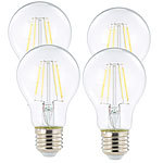 Luminea LED-Filament-Birne A60, E27, 470 lm, 4 W, 360°, 6.500 K, 4er-Set Luminea LED-Filament-Tropfen E27 (tageslichtweiß)