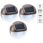 Lunartec 3er-Set Solar-LED-Zaunleuchte für Hauswand & Treppe, Lichtsensor, IP44 Lunartec