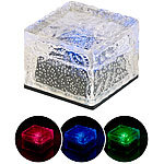 Lunartec 4er-Set Solar-RGB-LED-Glasbausteine, Dämmerungsssensor, 7 x 5,4 x 7 cm Lunartec 