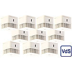 VisorTech Mini-Rauchwarnmelder, 10-Jahres-Batterie, VdS-zertifiziert, 10er-Set VisorTech Mini-Rauchmelder