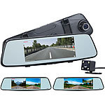 NavGear Full-HD-Rückspiegel-Dashcam, Rückfahrkamera, 17,4-cm-Touch-Display NavGear Full-HD-Rückspiegel-Dashcams mit Rückfahr-Kamera
