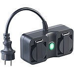 Luminea Home Control Outdoor-WLAN-2-fach-Steckdose komp. zu Amazon Alexa & Google Assistant Luminea Home Control Outdoor-WLAN-Steckdosenleisten