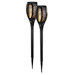 Lunartec 2er-Set LED-Solar-Gartenfackeln mit Flammen-Effekt und Akku, 58 cm Lunartec Solar-LED-Gartenfackeln