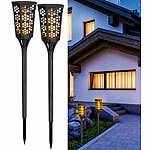 Lunartec 2er-Set LED-Solar-Gartenfackeln mit Flammen-Effekt und Akku, 78 cm Lunartec 