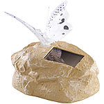 Lunartec Solar-LED-Schmetterling auf Kunststein, gelb Lunartec Solar-LED-Schmetterlinge