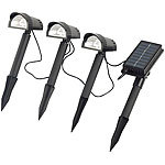 Lunartec Solar-LED-Wegespot, 4-tlg. mit 3 LED-Strahlern & Solarmodul Lunartec LED-Solar-Erdspießstrahler
