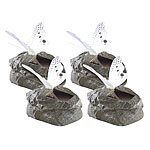 Lunartec Solar-LED-Schmetterling auf grauem Kunststein, 4er-Set Lunartec Solar-LED-Schmetterlinge