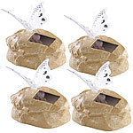 Lunartec Solar-LED-Schmetterling auf gelbem Kunststein, 4er-Set Lunartec Solar-LED-Schmetterlinge