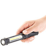 PEARL 2in1-LED-Taschenlampe mit COB-LED-Arbeitsleuchte, Magnet, 250 lm, 2,5W PEARL LED-Taschenlampen mit Arbeitsleuchte