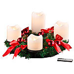 Britesta Adventskranz mit weißen LED-Kerzen, rot geschmückt Britesta Adventskränze