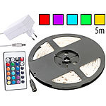 Lunartec RGB-LED-Streifen LC-500N mit Netzteil & Fernbedienung, 5 m, Innen Lunartec LED-Lichtbänder mit RGB-Farbwechsel