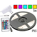 Lunartec RGB-LED-Streifen LC-500A mit Netzteil & Fernbedienung, 5 m, IP65 Lunartec Outdoor-LED-Lichtbäder mit RGB-Farbwechsel