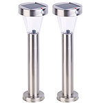 Lunartec 2er-Set Solar-Wegeleuchte, Edelstahl, Bewegungs- & Licht-Sensor, IP44 Lunartec