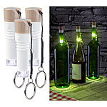 Lunartec 3er-Set LED-Weinflaschen-Lichter mit weißem Licht, per USB ladbar Lunartec
