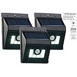 Lunartec 3er-Set Solar-LED-Wandleuchten mit Bewegungsmelder, Dimm-Funktion Lunartec