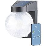Luminea 2er Pack Solar-LED-Wandleuchte im Crackle-Glas-Design, PIR-Sensor, Luminea Solar-LED-Außenlampen mit PIR-Sensor, Nachtlicht-Funktion und einstellbarer Farbtemperatur