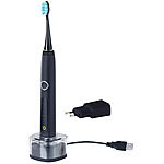 newgen medicals Elektrische USB-Reise-Schallzahnbürste, Akku,5 Modi, Netzteil, schwarz newgen medicals Schallzahnbürste mit Ladestation für USB und Netzstecker