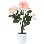 Lunartec LED-Rosenstrauch "Real Touch" mit 3 LED-Blüten, 50 cm, rosa Lunartec LED Rosen, Real Touch, wie echt