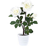 Lunartec LED-Rosenstrauch "Real Touch" mit 3 LED-Blüten, 50 cm, weiß Lunartec LED Rosen, Real Touch, wie echt