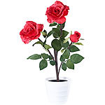Lunartec LED-Rosenstrauch "Real Touch" mit 3 LED-Blüten, 50 cm, rot Lunartec LED Rosen, Real Touch, wie echt